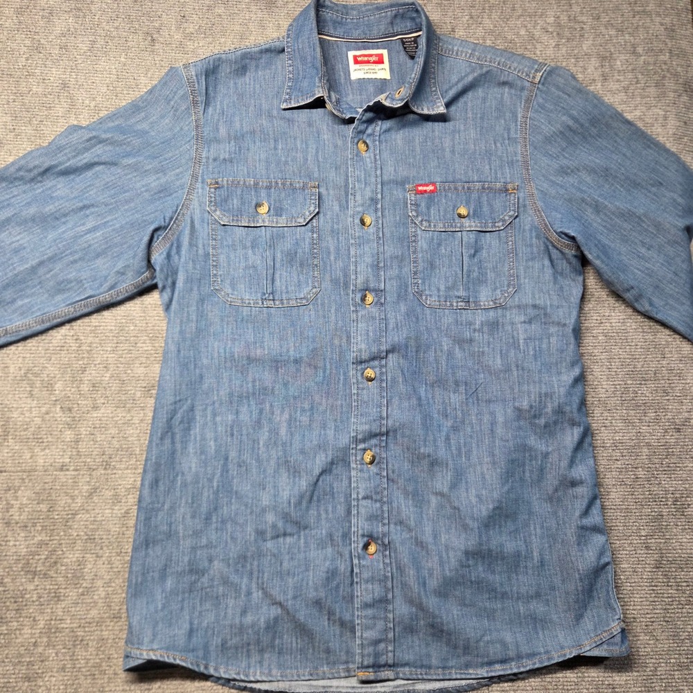 Wrangler Mens Blue Denim Long Sleeve Button Down Shirt Small 112359126 - Picture 3 of 15